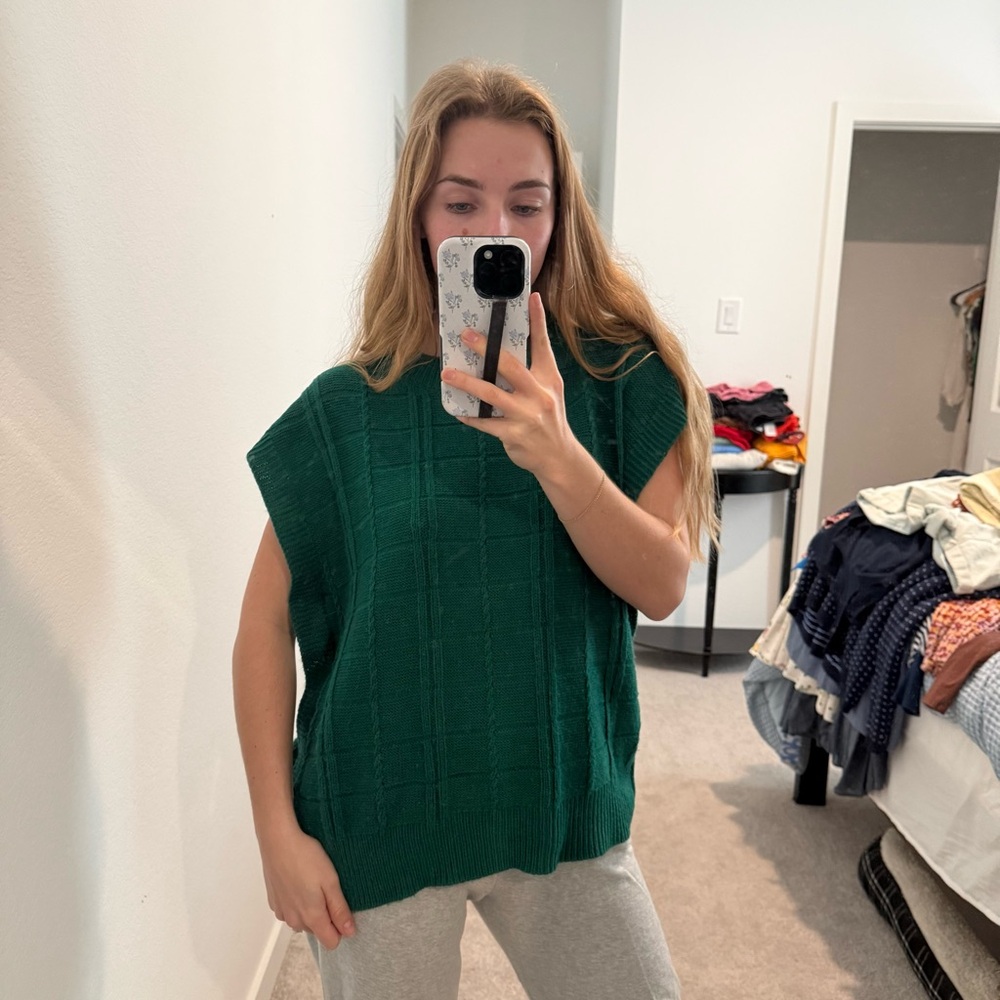 Double Zero Emerald Knit Tank Top Small oversized
